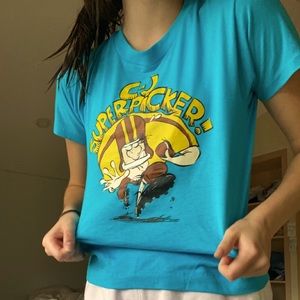 Blue cartoon T shirt